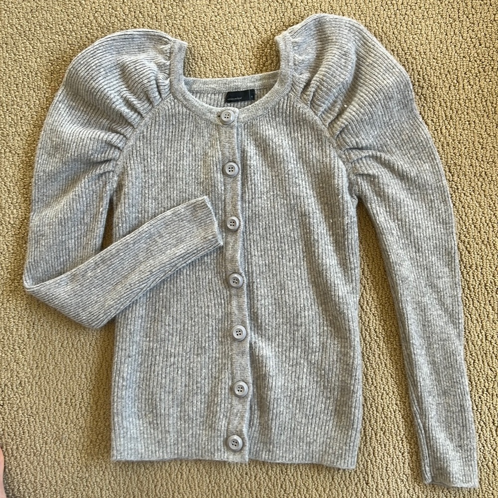 Vero Moda Wool Blend Puff Sleeve Button Up Sweater/Cardigan